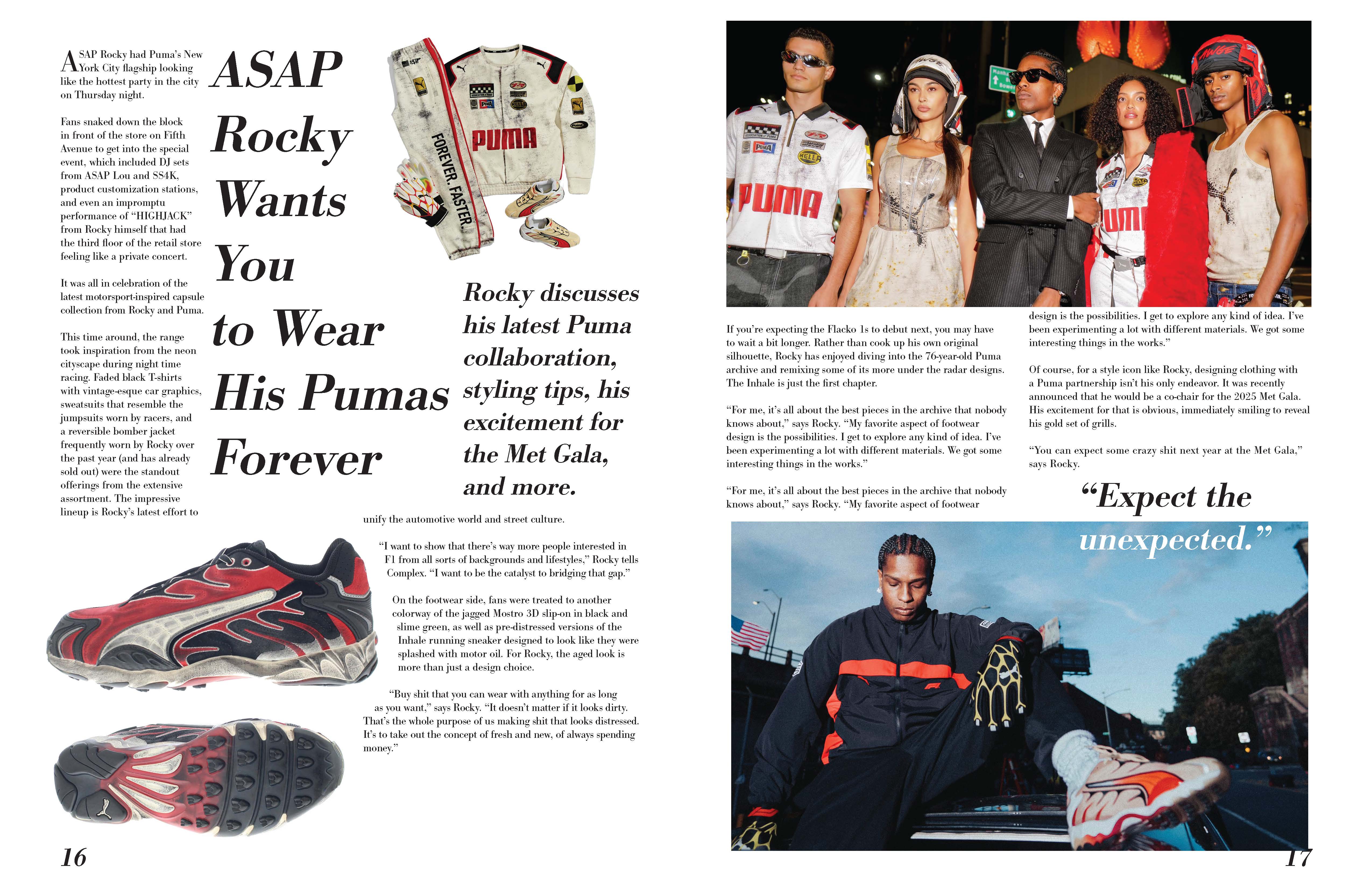 Concrete Runways spread about Rocky, Rihanna, and Puma